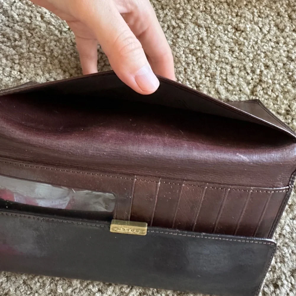 Coach Dark Brown Vintage Genuine Leather Snap-On Credit Card Bifold Long Wallet - Picture 12 of 12